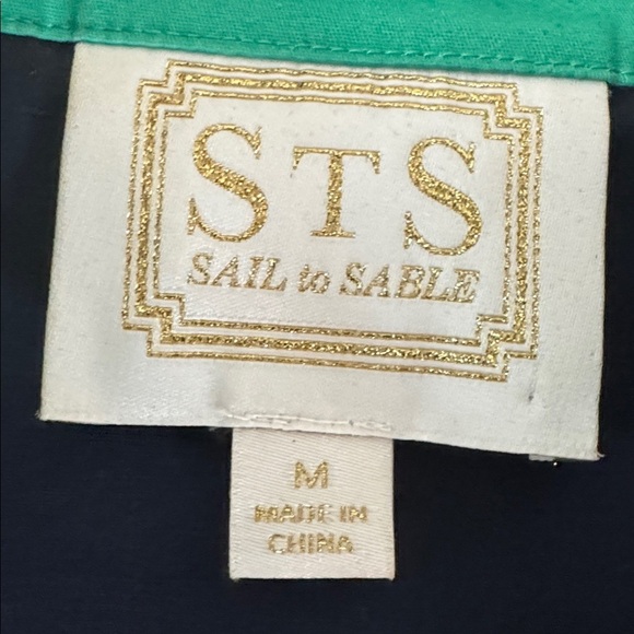 Sail To Sable Color Block Preppy Shift Dress Womens M collared Cotton blue/Green - Picture 7 of 10